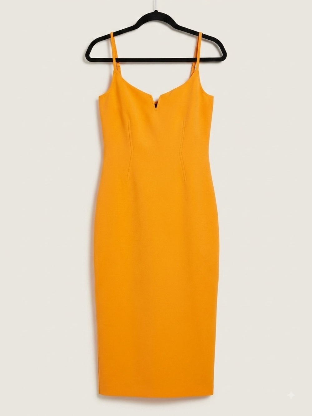 Express, Orange V-Notch Bodycon Midi Dress